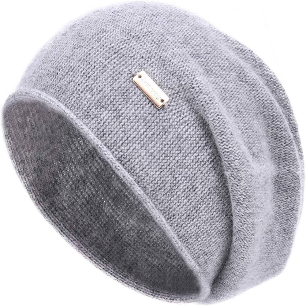 jaxmonoy Cashmere Slouchy Knit Beanie Hat for Women Winter Soft Warm Ladies Wool Knitted Skull Beanies Cap | Multiple Colors - LG