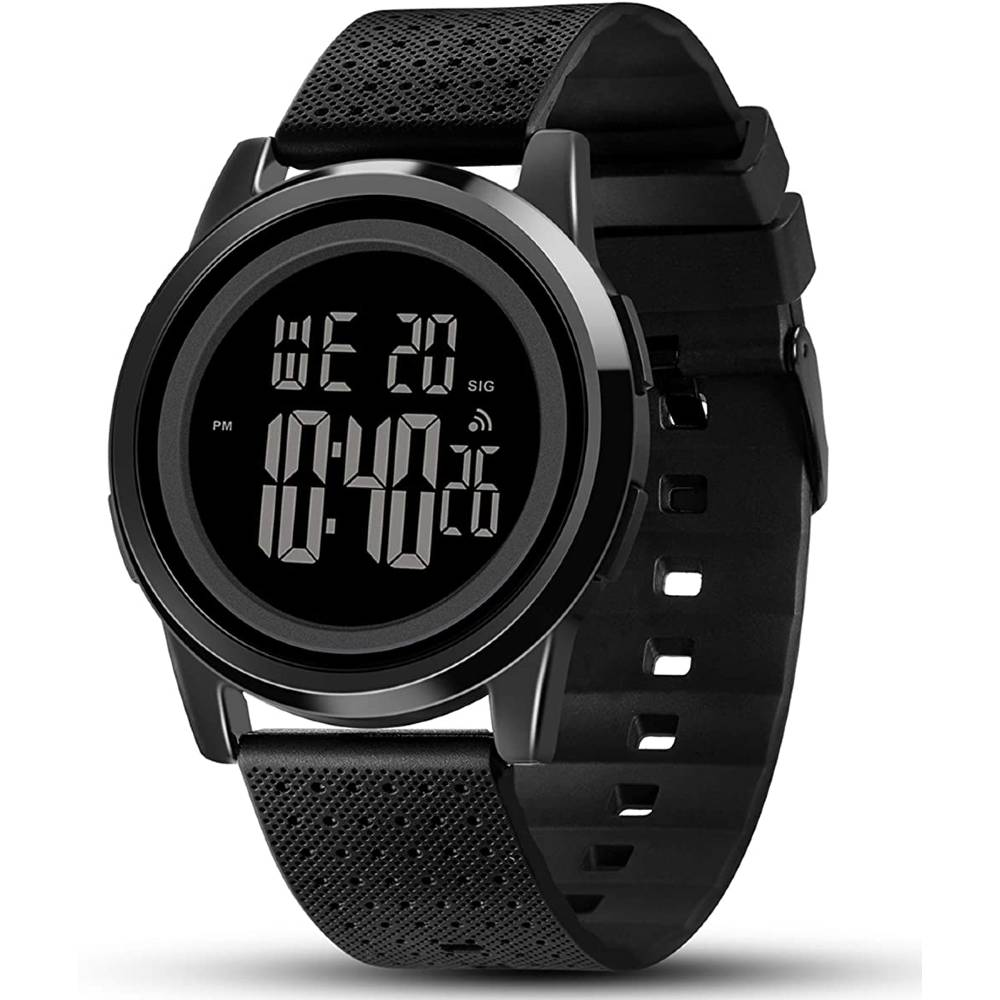 YUINK Mens Watch Ultra-Thin Digital Sports Watch Waterproof Stainless Steel Fashion Wrist Watch for Men Women - B