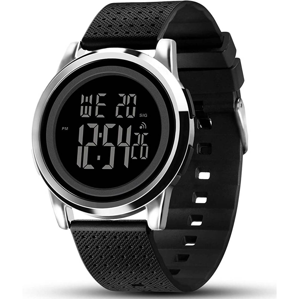 YUINK Mens Watch Ultra-Thin Digital Sports Watch Waterproof Stainless Steel Fashion Wrist Watch for Men Women - SI