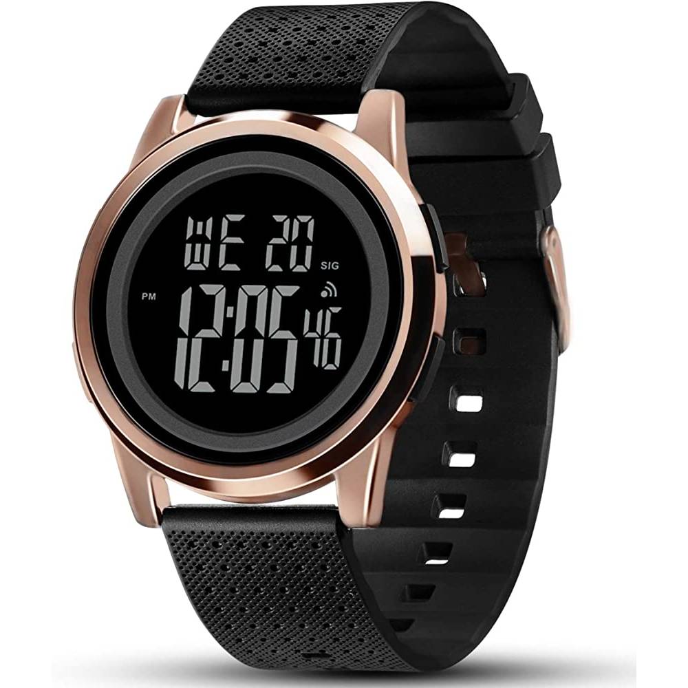 YUINK Mens Watch Ultra-Thin Digital Sports Watch Waterproof Stainless Steel Fashion Wrist Watch for Men Women - RGL