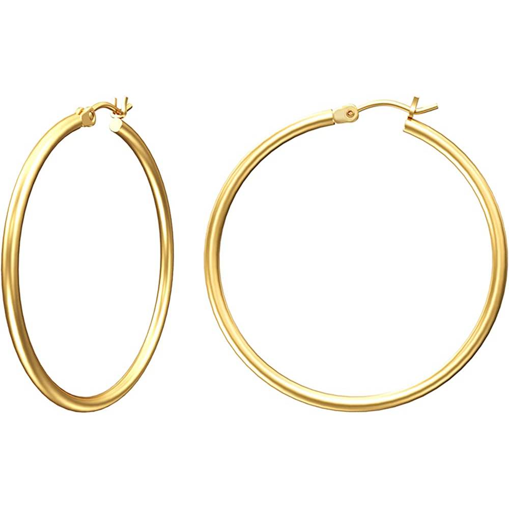 Gacimy Gold Hoop Earrings for Women 14K Real Gold Plated Hoops with 925 Sterling Silver Post | Multiple Colors and Sizes - G