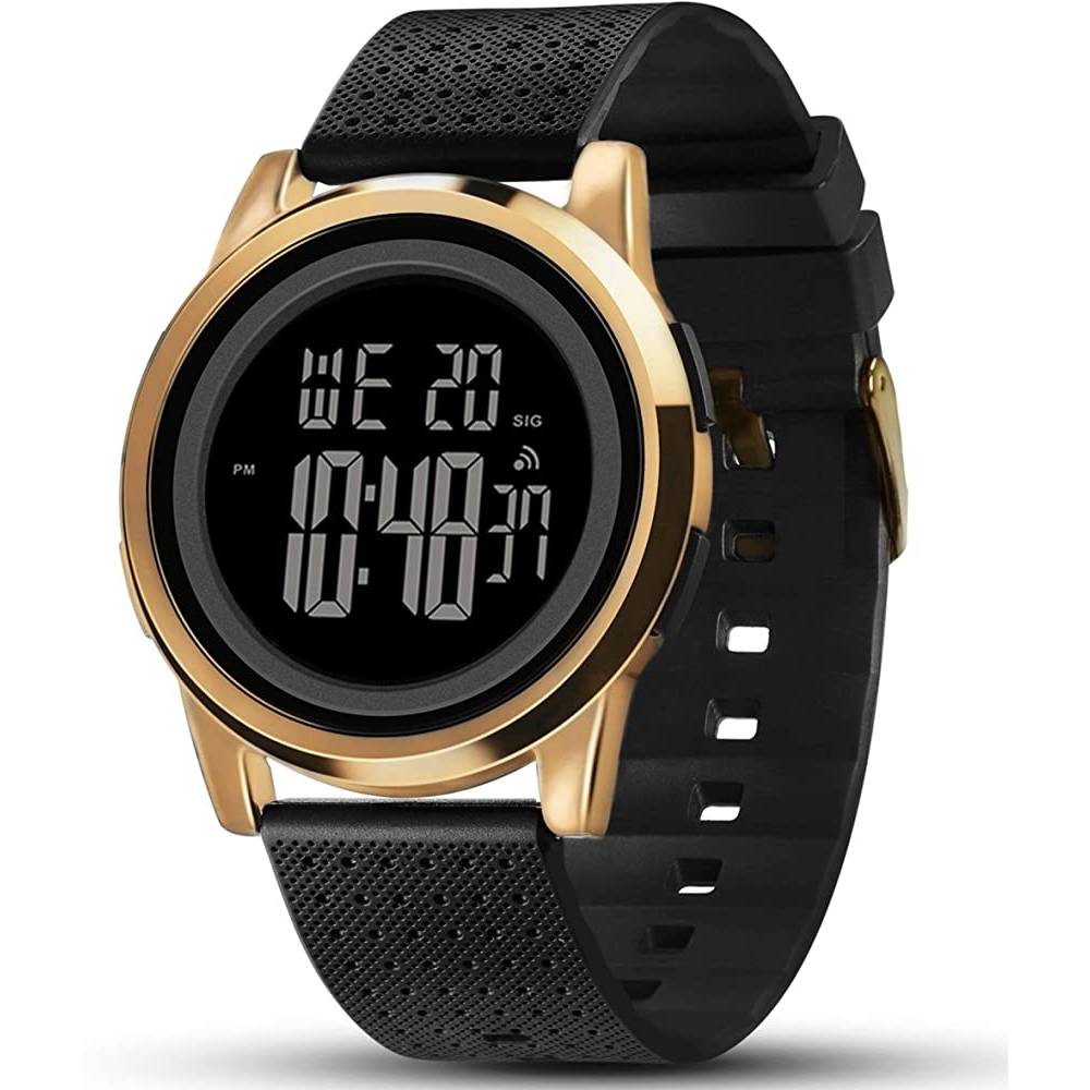 YUINK Mens Watch Ultra-Thin Digital Sports Watch Waterproof Stainless Steel Fashion Wrist Watch for Men Women - G