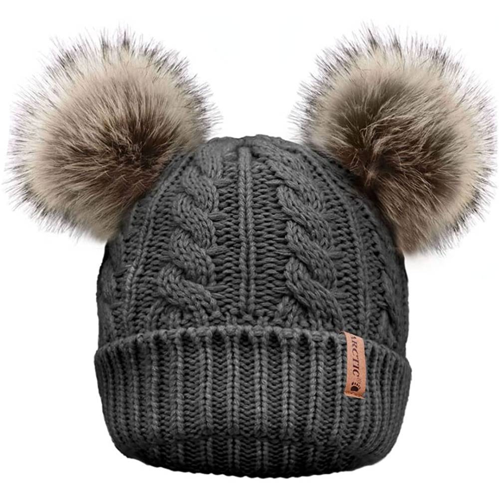 Arctic Paw Pom Pom Beanie Cable Knit Fleece Lined Winter Beanie Women Hat | Multiple Colors - CHCB