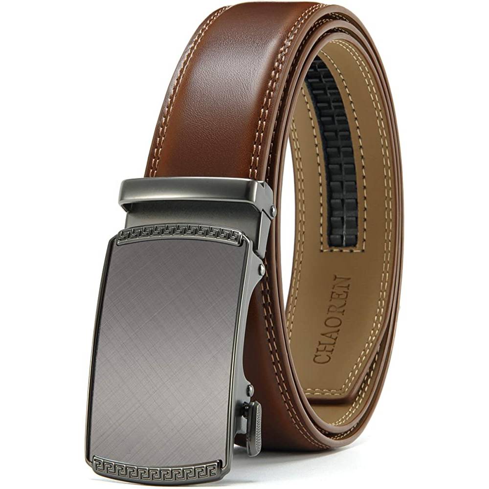 CHAOREN Ratchet Belt for men - Mens Belt Leather 1 3/8" for Casual Jeans - Micro Adjustable Belt Fit Everywhere - C