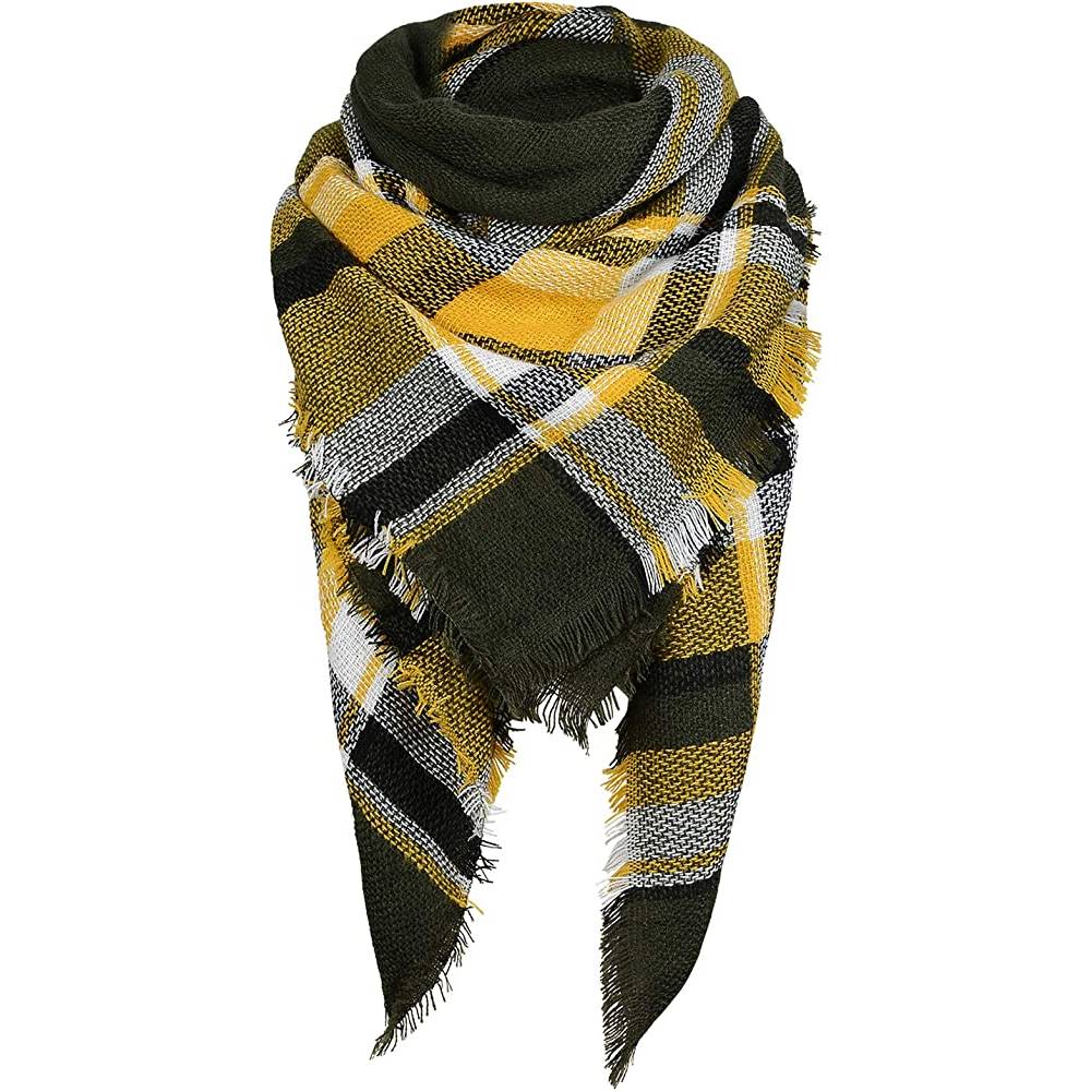 Women's Fall Winter Scarf Classic Tassel Plaid Scarf Warm Soft Chunky Large Blanket Wrap Shawl Scarves | Multiple Colors - YGE