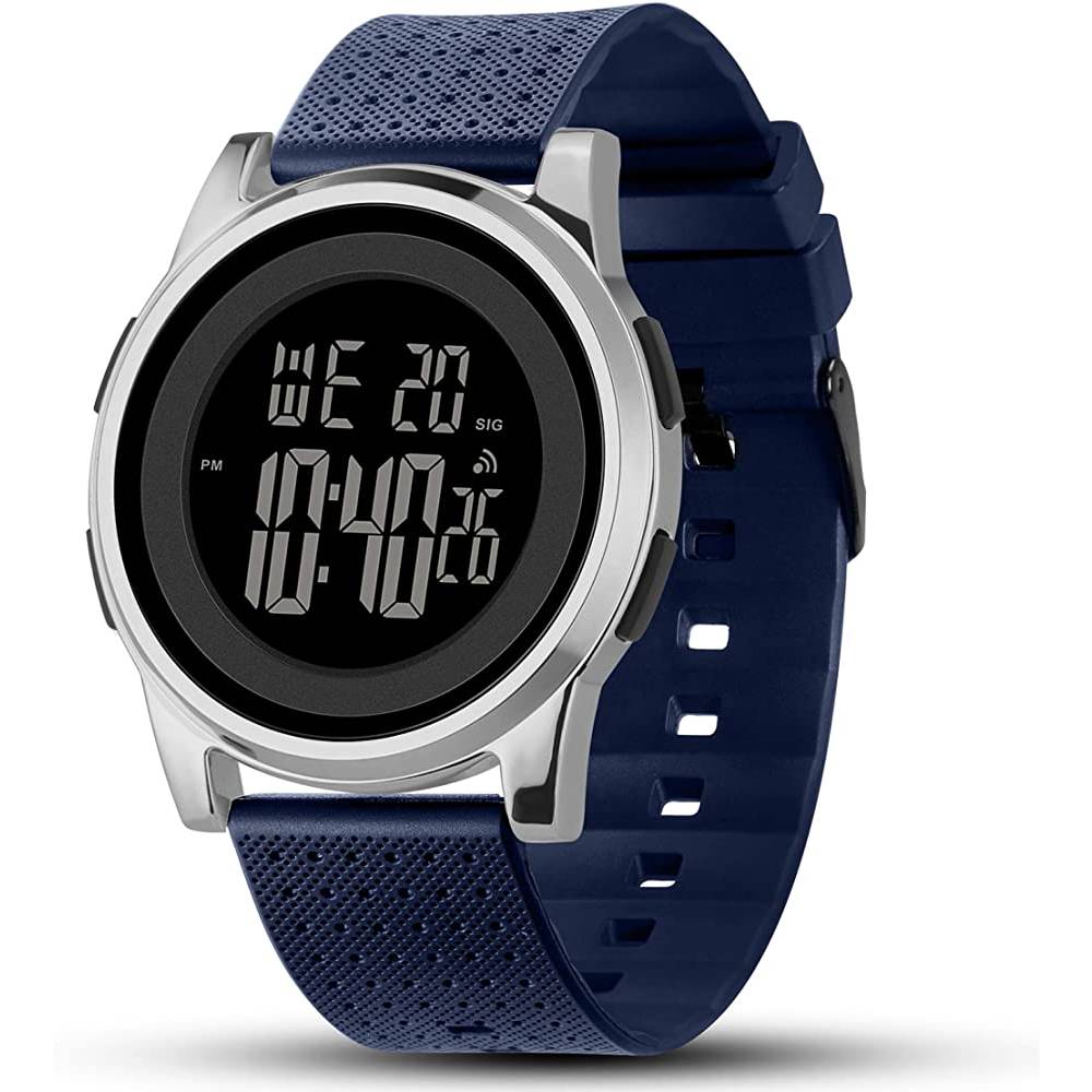 YUINK Mens Watch Ultra-Thin Digital Sports Watch Waterproof Stainless Steel Fashion Wrist Watch for Men Women - SNB