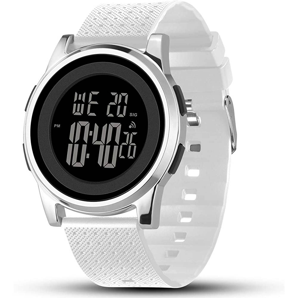 YUINK Mens Watch Ultra-Thin Digital Sports Watch Waterproof Stainless Steel Fashion Wrist Watch for Men Women - SWH