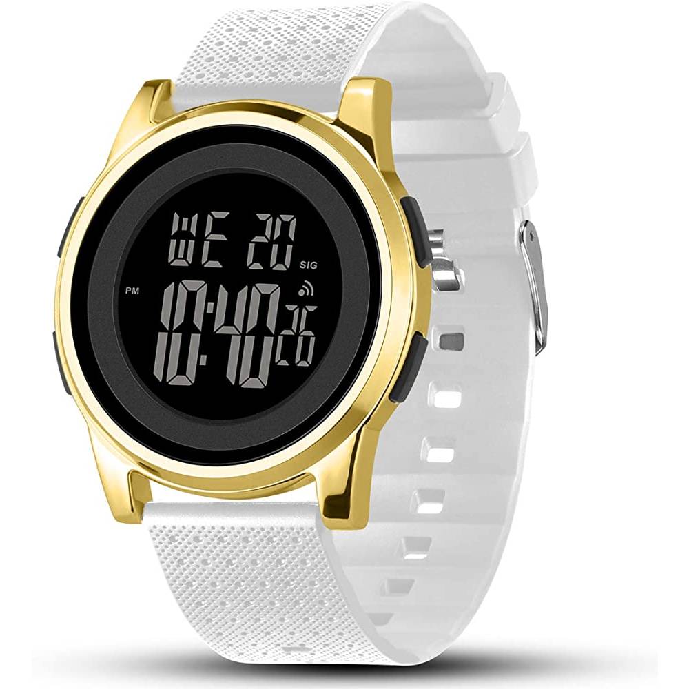 YUINK Mens Watch Ultra-Thin Digital Sports Watch Waterproof Stainless Steel Fashion Wrist Watch for Men Women - GWH