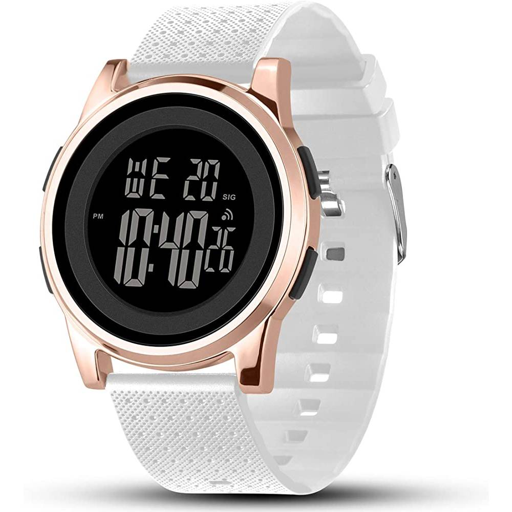 YUINK Mens Watch Ultra-Thin Digital Sports Watch Waterproof Stainless Steel Fashion Wrist Watch for Men Women - RGWH