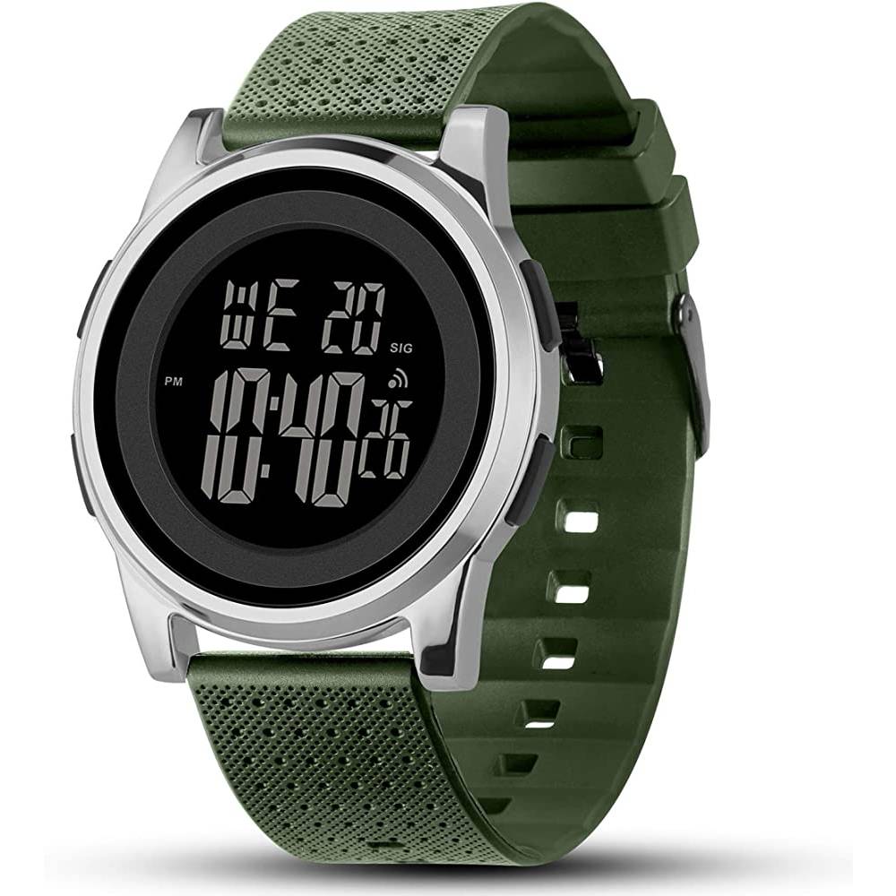 YUINK Mens Watch Ultra-Thin Digital Sports Watch Waterproof Stainless Steel Fashion Wrist Watch for Men Women - SLGR
