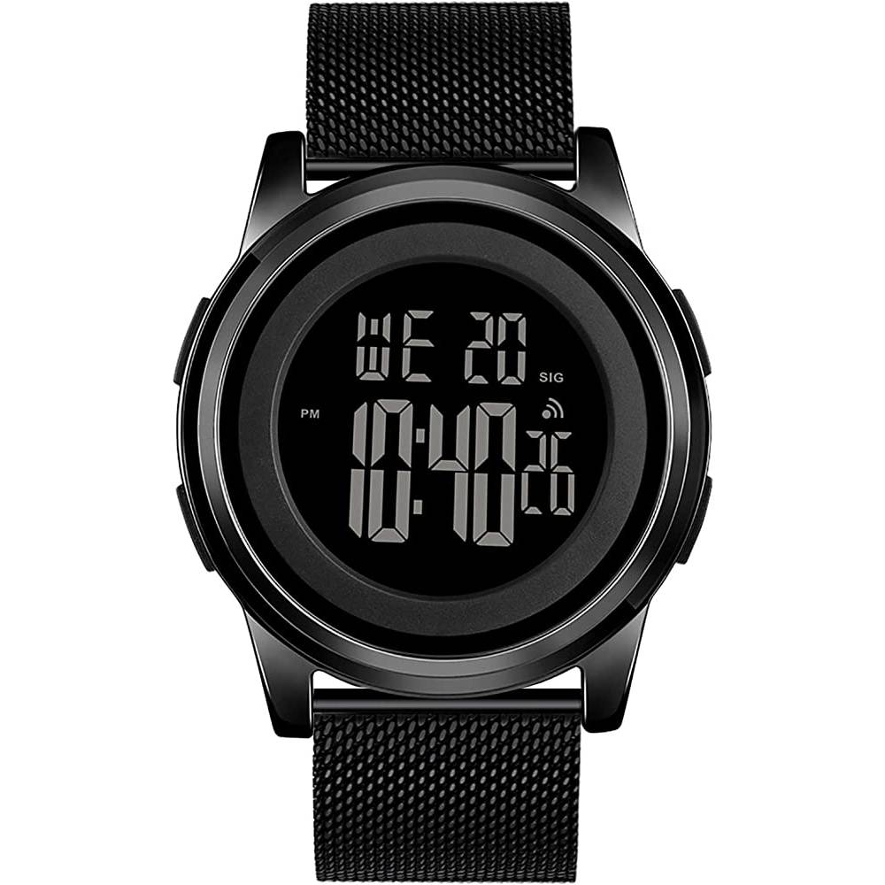 YUINK Mens Watch Ultra-Thin Digital Sports Watch Waterproof Stainless Steel Fashion Wrist Watch for Men Women - BMB