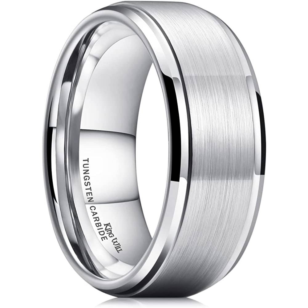 King Will Basic Tungsten Ring for Men 6mm 7mm 8mm 9mm 10mm Silver Blue Tungsten Wedding Band Matte Brushed Finish Comfort Fit | Multiple Colors - 9MM