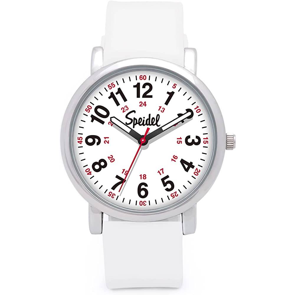Speidel Original Scrub Watch™ for Nurse, Medical Professionals and Students – Various Medical Scrub Colors, Easy Read Dial, Military Time with Second Hand, Silicone Band, Water Resistant - EWB