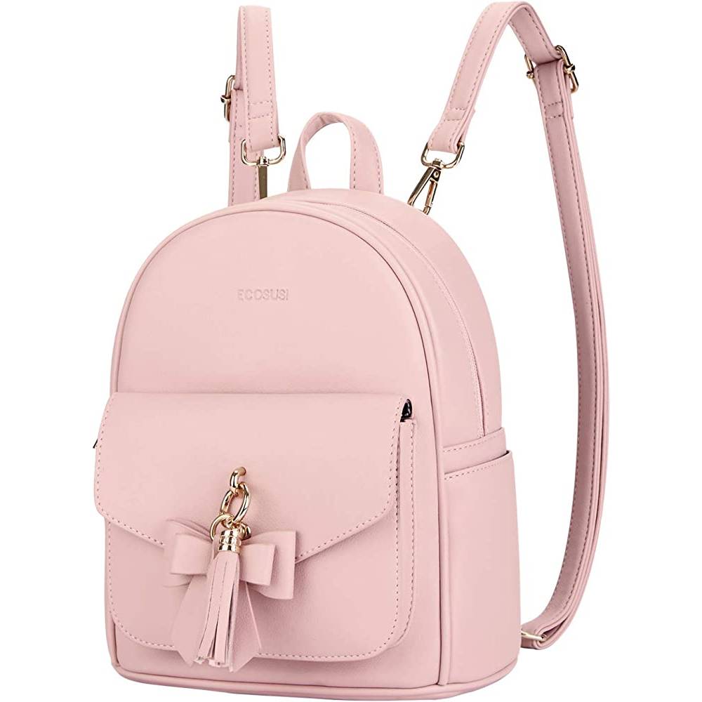 ECOSUSI Mini Backpack for Women Cute Bowknot Small Backpack Purse Girls Leather Bookbag,with Charm Tassel | Multiple Colors - LPK