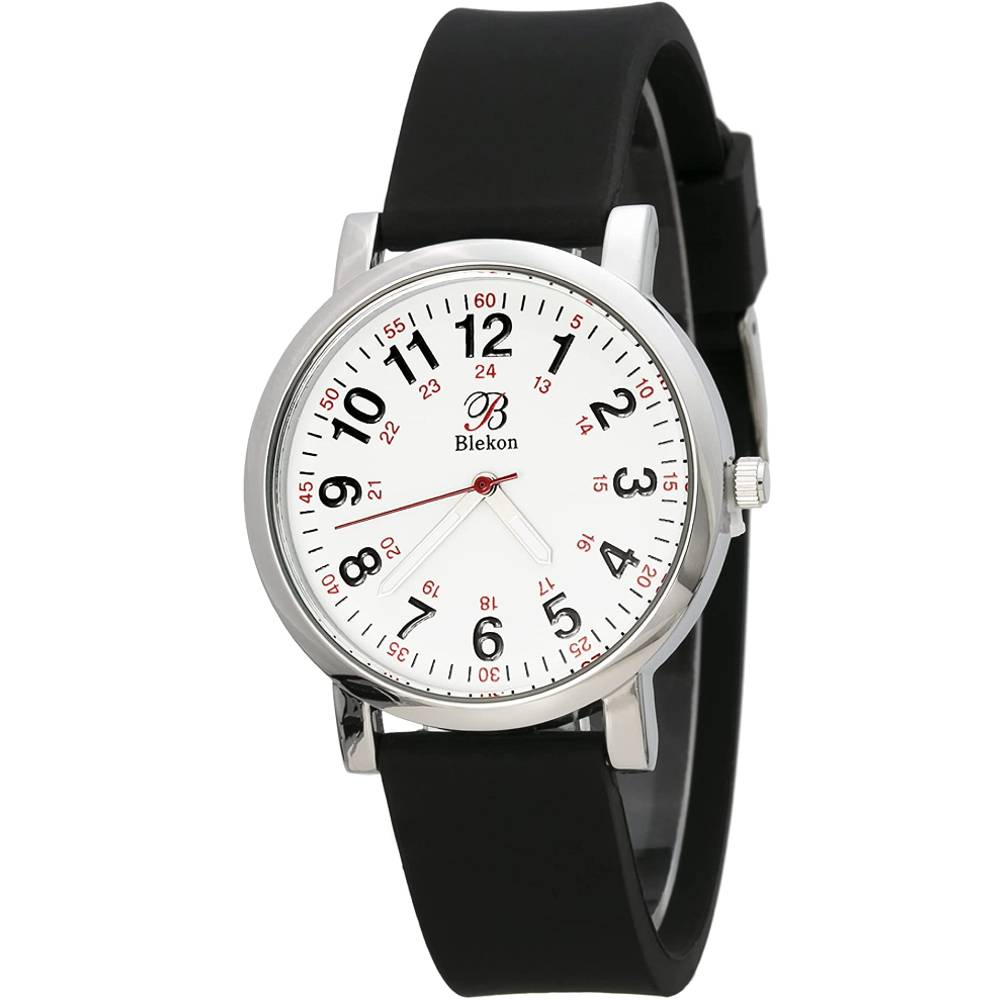 Blekon Original Nurse Watch for Medical Professionals and Students – Various Scrub Colors, Easy Read Dial, Military Time with Second Hand, Silicone Band, 3 ATM Water Resistant - B