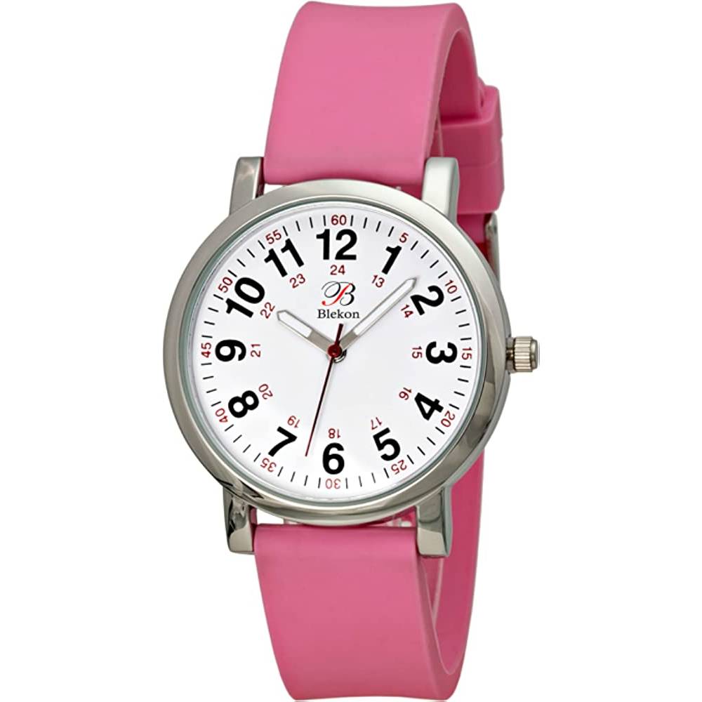 Blekon Original Nurse Watch for Medical Professionals and Students – Various Scrub Colors, Easy Read Dial, Military Time with Second Hand, Silicone Band, 3 ATM Water Resistant - P