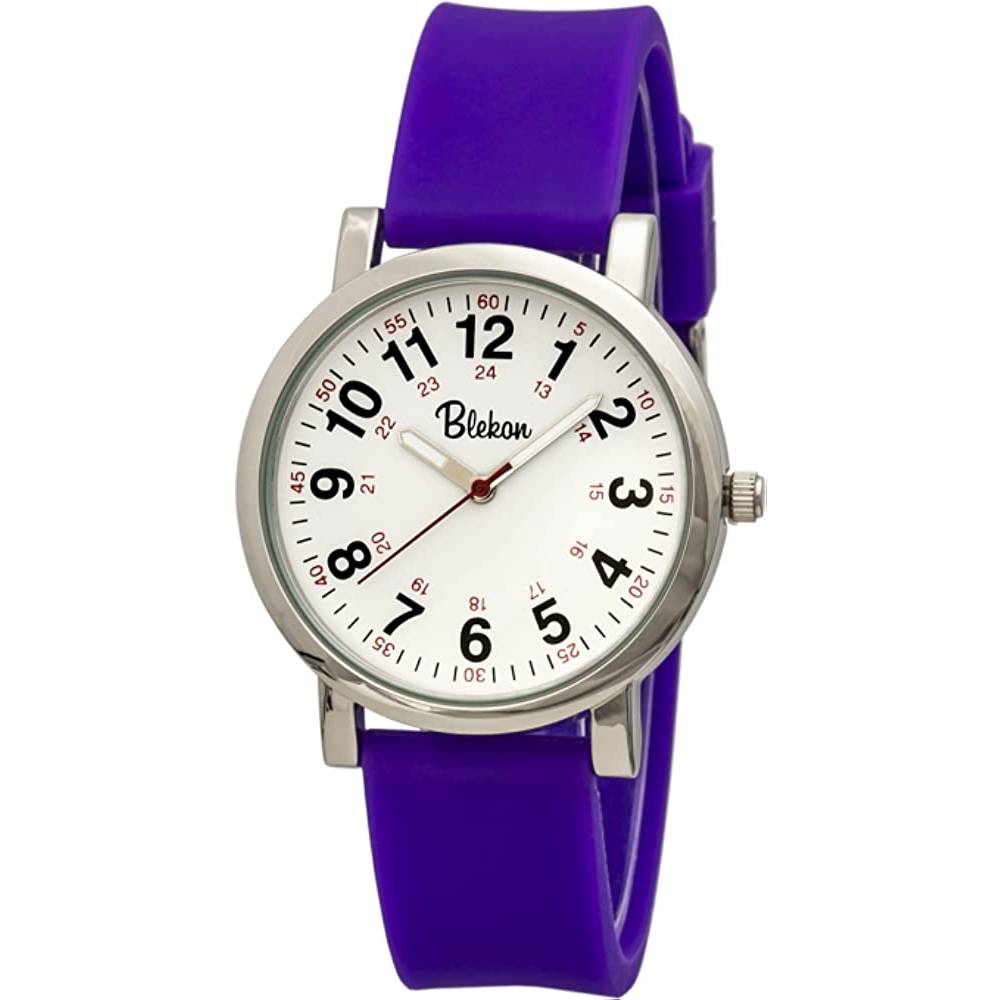 Blekon Original Nurse Watch for Medical Professionals and Students – Various Scrub Colors, Easy Read Dial, Military Time with Second Hand, Silicone Band, 3 ATM Water Resistant - PU