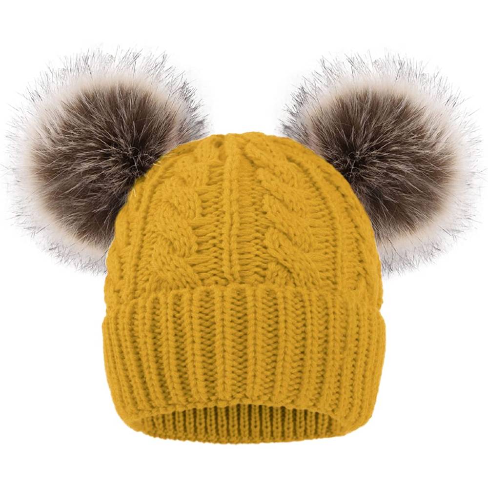 Arctic Paw Pom Pom Beanie Cable Knit Fleece Lined Winter Beanie Women Hat | Multiple Colors - YT