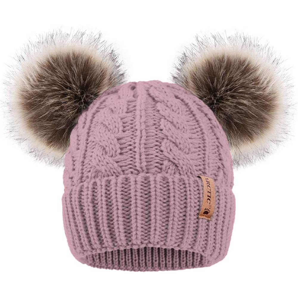Arctic Paw Pom Pom Beanie Cable Knit Fleece Lined Winter Beanie Women Hat | Multiple Colors - PTW
