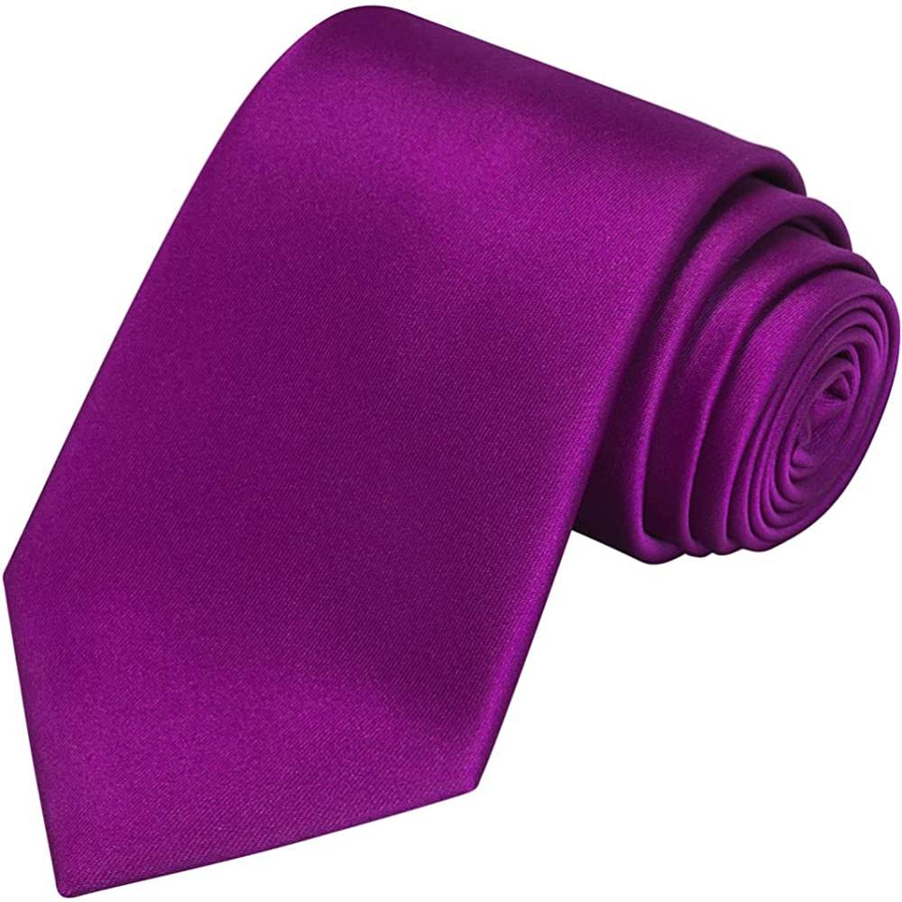 KissTies Solid Satin Tie Pure Color Necktie Mens Ties + Gift Box | Multiple Colors - RAS