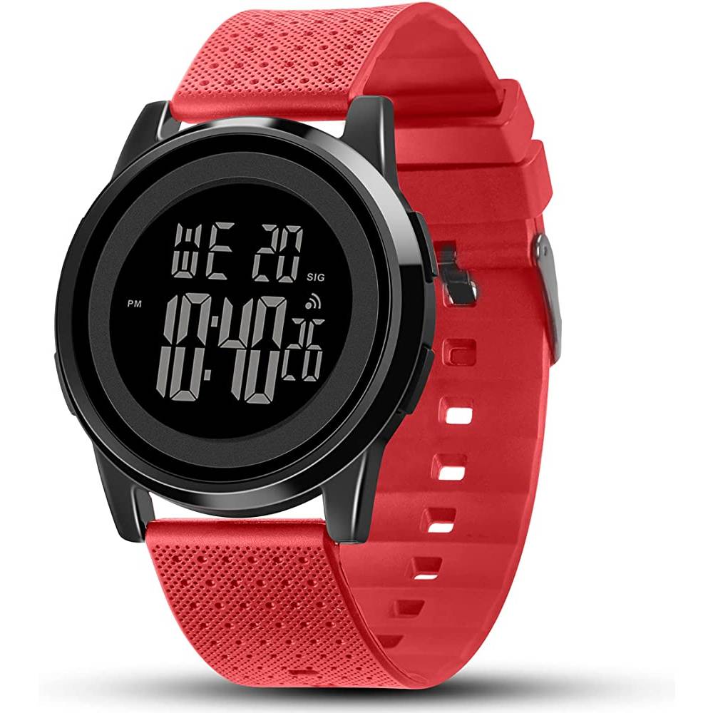YUINK Mens Watch Ultra-Thin Digital Sports Watch Waterproof Stainless Steel Fashion Wrist Watch for Men Women - R