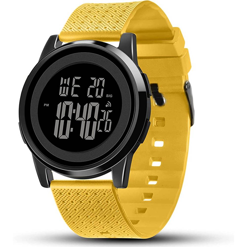 YUINK Mens Watch Ultra-Thin Digital Sports Watch Waterproof Stainless Steel Fashion Wrist Watch for Men Women - Y