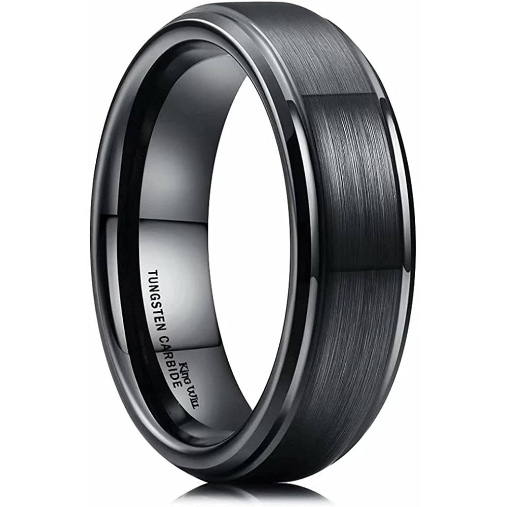 King Will Basic Tungsten Ring for Men 6mm 7mm 8mm 9mm 10mm Silver Blue Tungsten Wedding Band Matte Brushed Finish Comfort Fit | Multiple Colors - B6MM