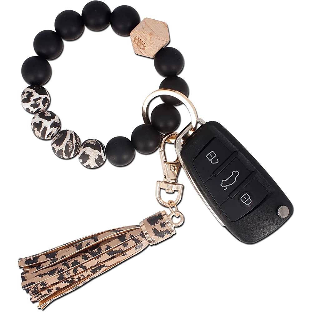 BIHRTC Silicone Key Ring Bracelets Wristlet Keychain Wallet with Net Chapstick Holder for Women | Multiple Colors - EBL
