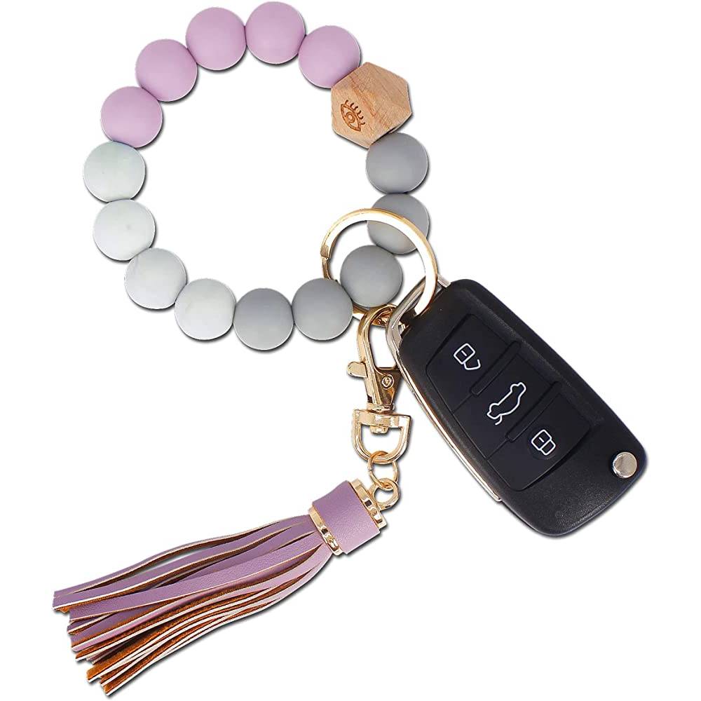 BIHRTC Silicone Key Ring Bracelets Wristlet Keychain Wallet with Net Chapstick Holder for Women | Multiple Colors - ELPU