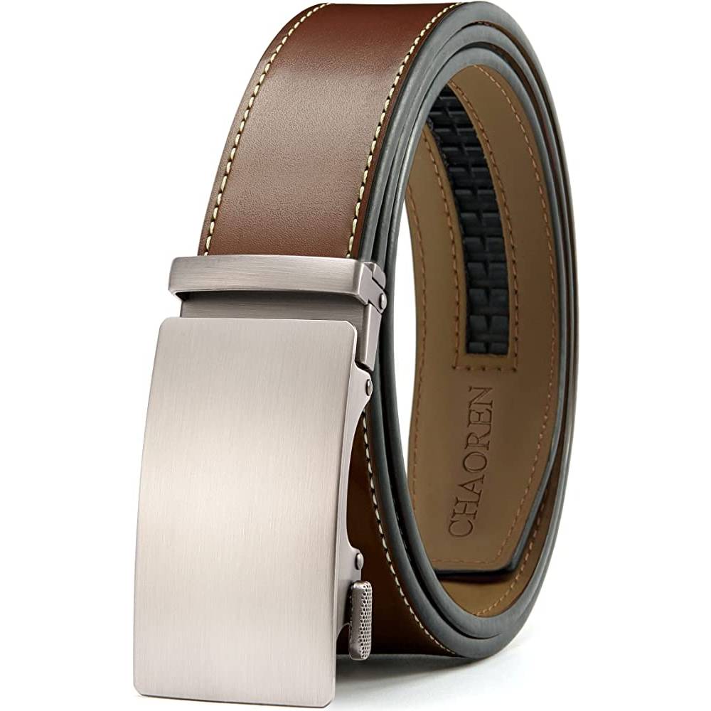 CHAOREN Ratchet Belt for men - Mens Belt Leather 1 3/8" for Casual Jeans - Micro Adjustable Belt Fit Everywhere - EBMC