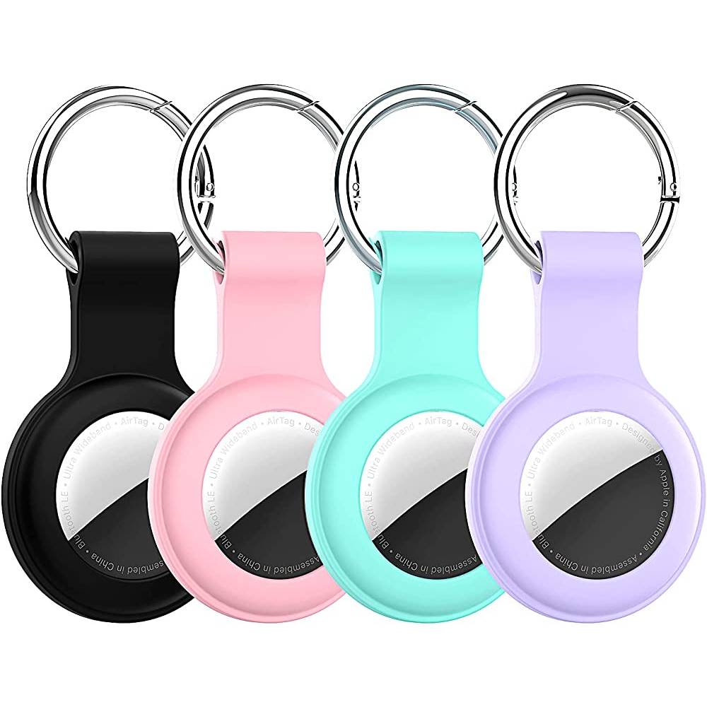 Compatible with AirTag Case Keychain Air Tag Case Holder Silicone AirTags Key Ring Cases Air Tags Key Chain Compatible with Apple AirTag GPS Item Finders Accessories 4 Pack | Multiple Colors - BGPP