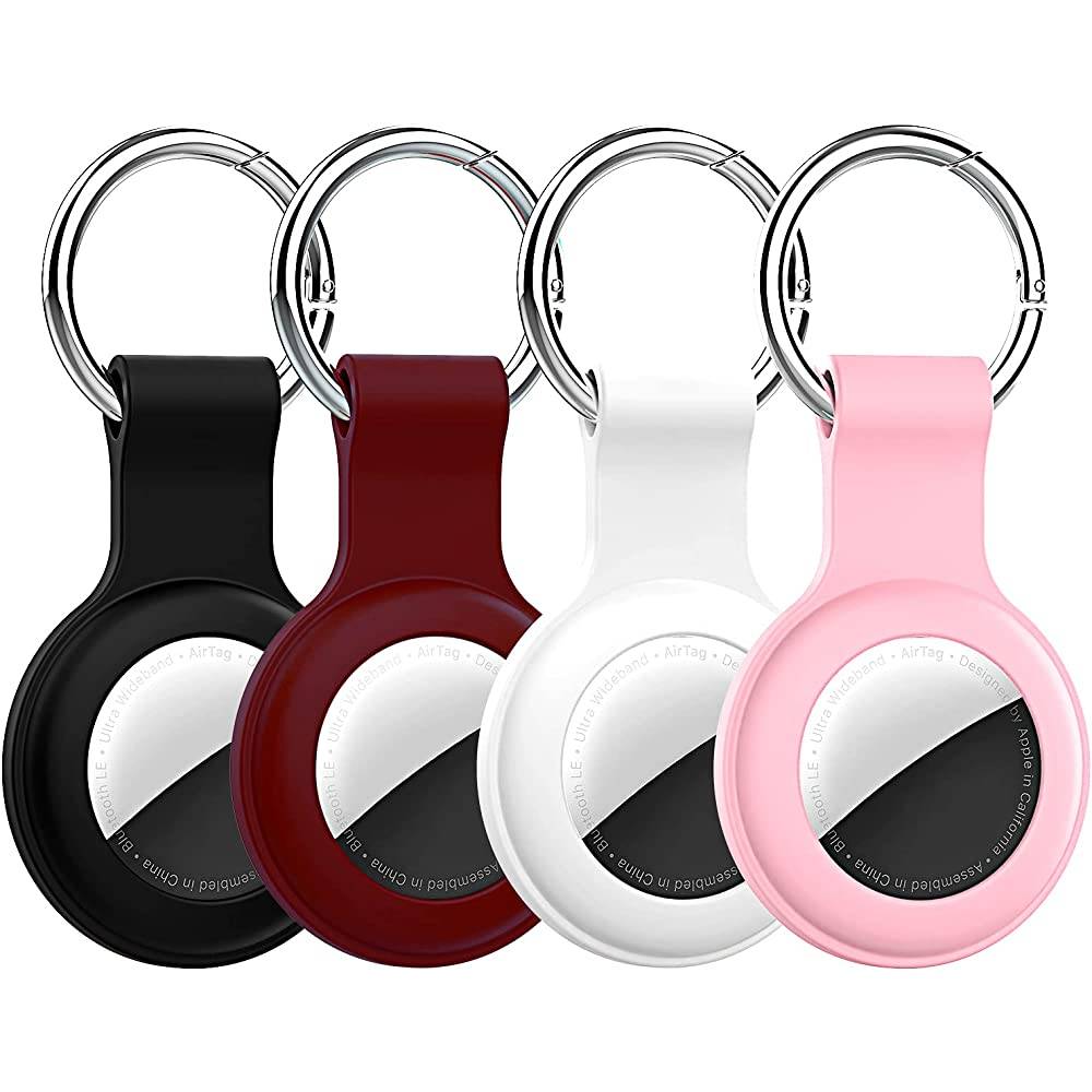 Compatible with AirTag Case Keychain Air Tag Case Holder Silicone AirTags Key Ring Cases Air Tags Key Chain Compatible with Apple AirTag GPS Item Finders Accessories 4 Pack | Multiple Colors - BWPB