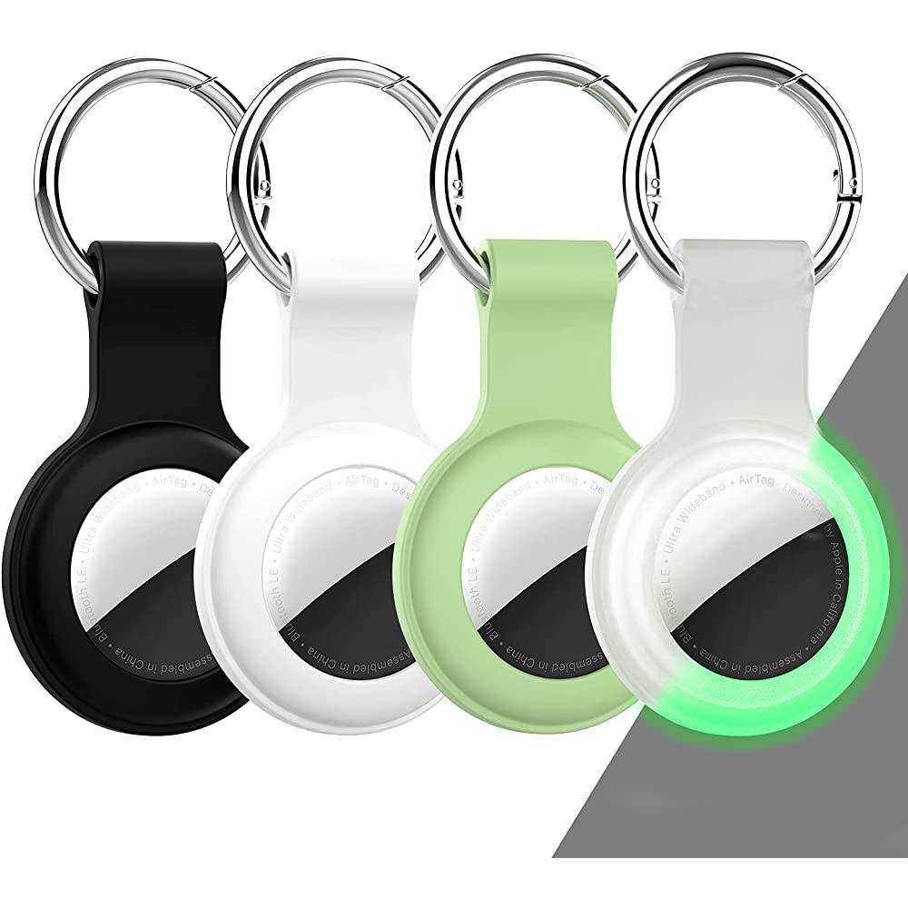 Compatible with AirTag Case Keychain Air Tag Case Holder Silicone AirTags Key Ring Cases Air Tags Key Chain Compatible with Apple AirTag GPS Item Finders Accessories 4 Pack | Multiple Colors - BWGL