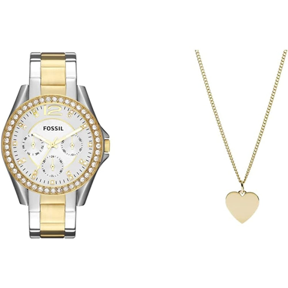 Fossil Women's Riley Stainless Steel Crystal-Accented Multifunction Quartz Watch - GSN