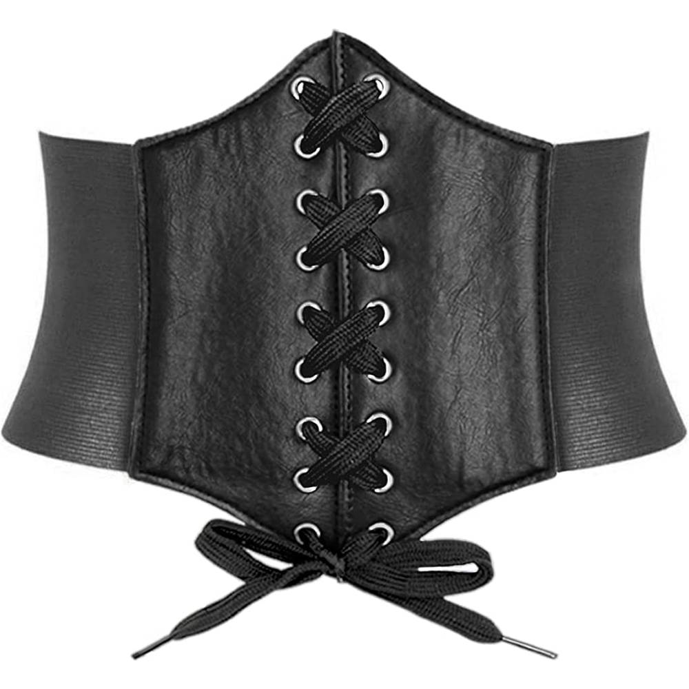 HANERDUN Lace-up Waspie Corset Belts for Women Elastic Waist Belt Tied Retro Wide Belt | Multiple Colors - SBB