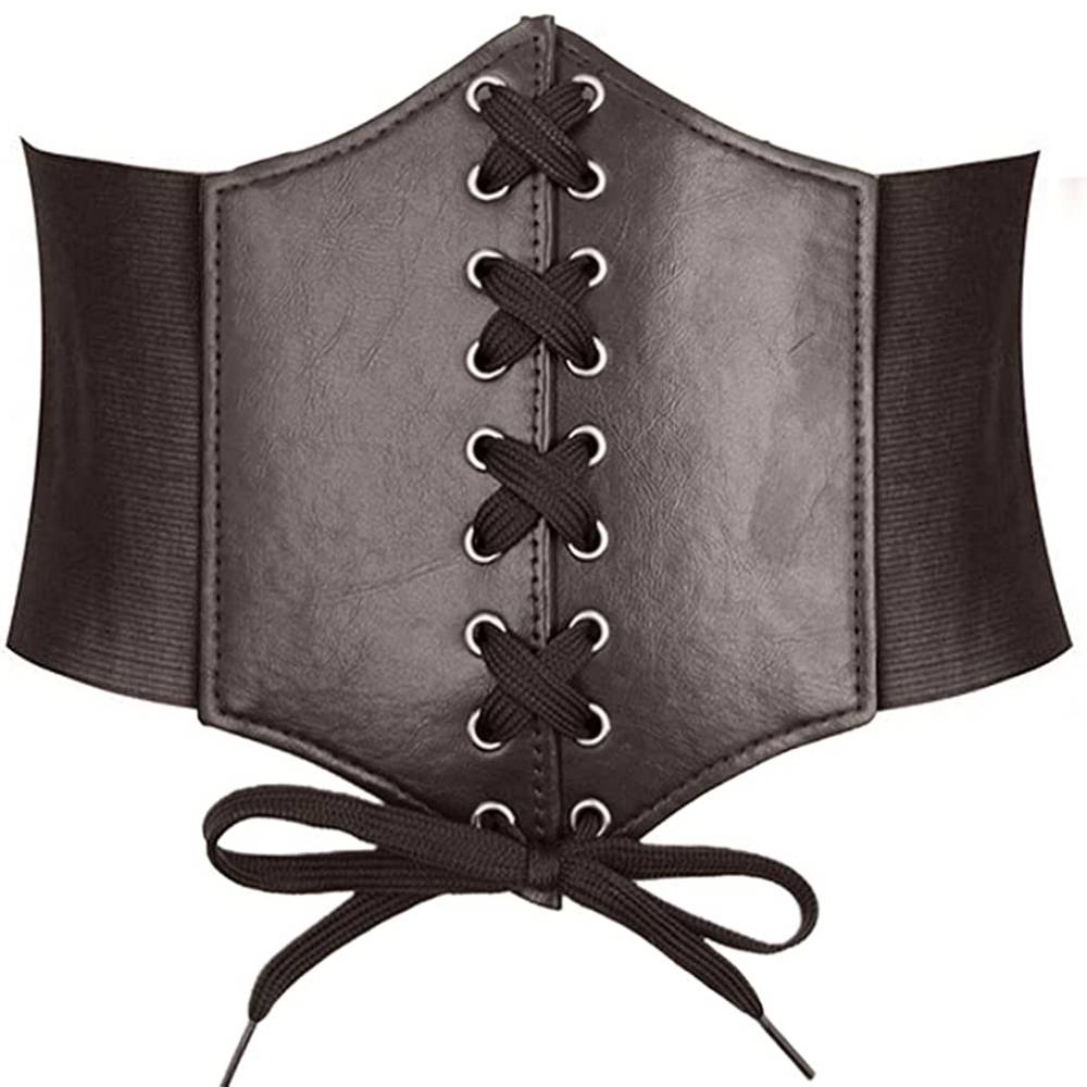 HANERDUN Lace-up Waspie Corset Belts for Women Elastic Waist Belt Tied Retro Wide Belt | Multiple Colors - SBBR