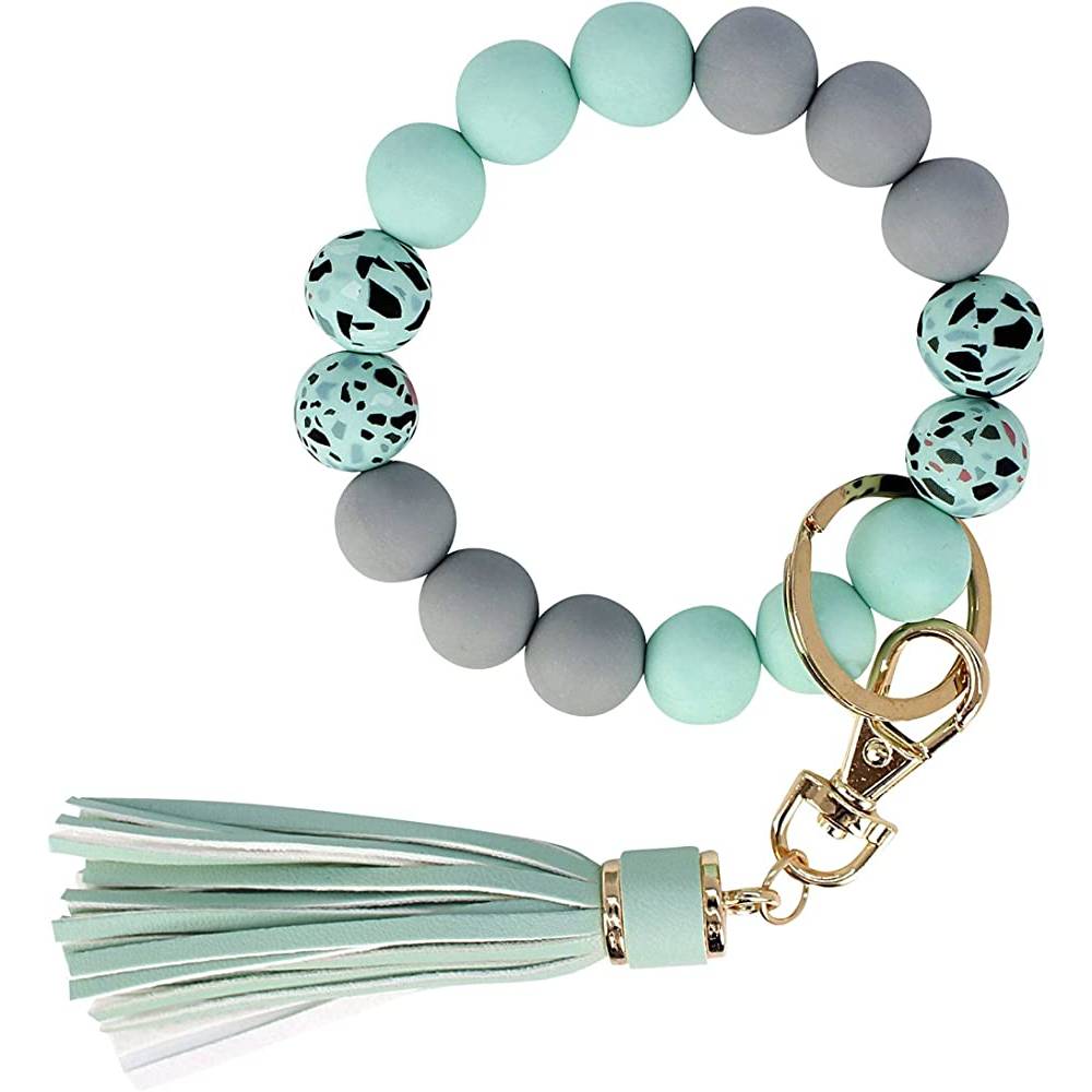 BIHRTC Silicone Key Ring Bracelets Wristlet Keychain Wallet with Net Chapstick Holder for Women | Multiple Colors - MGE