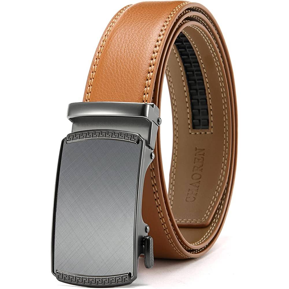 CHAOREN Ratchet Belt for men - Mens Belt Leather 1 3/8" for Casual Jeans - Micro Adjustable Belt Fit Everywhere - CFIBL
