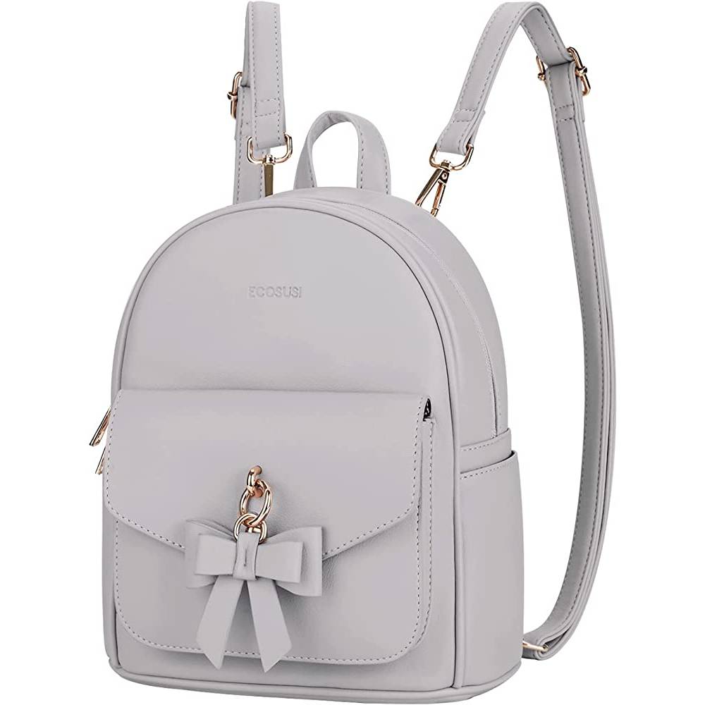 ECOSUSI Mini Backpack for Women Cute Bowknot Small Backpack Purse Girls Leather Bookbag,with Charm Tassel | Multiple Colors - GR