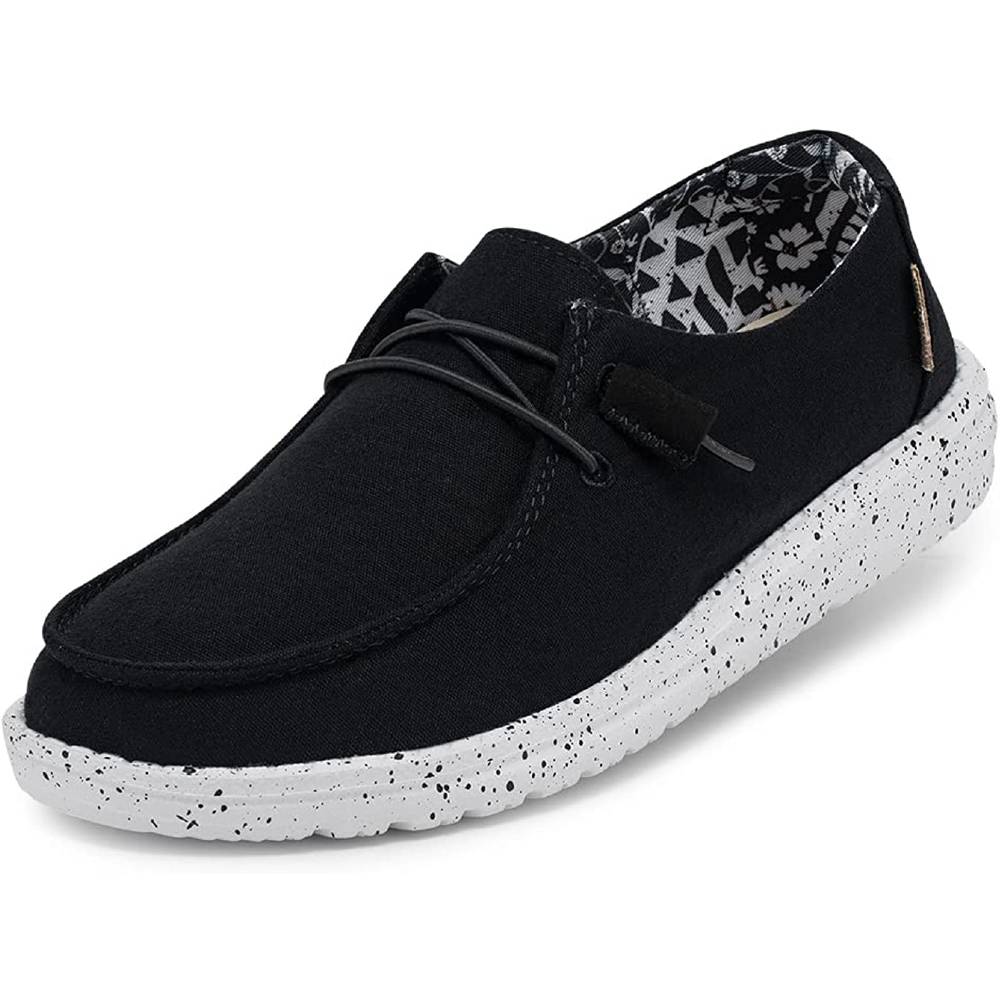 Hey Dude Women's Wendy Black Odyssey Size 9 | Women’s Shoes | Women’s Lace Up Loafers | Comfortable & Light-Weight - BO