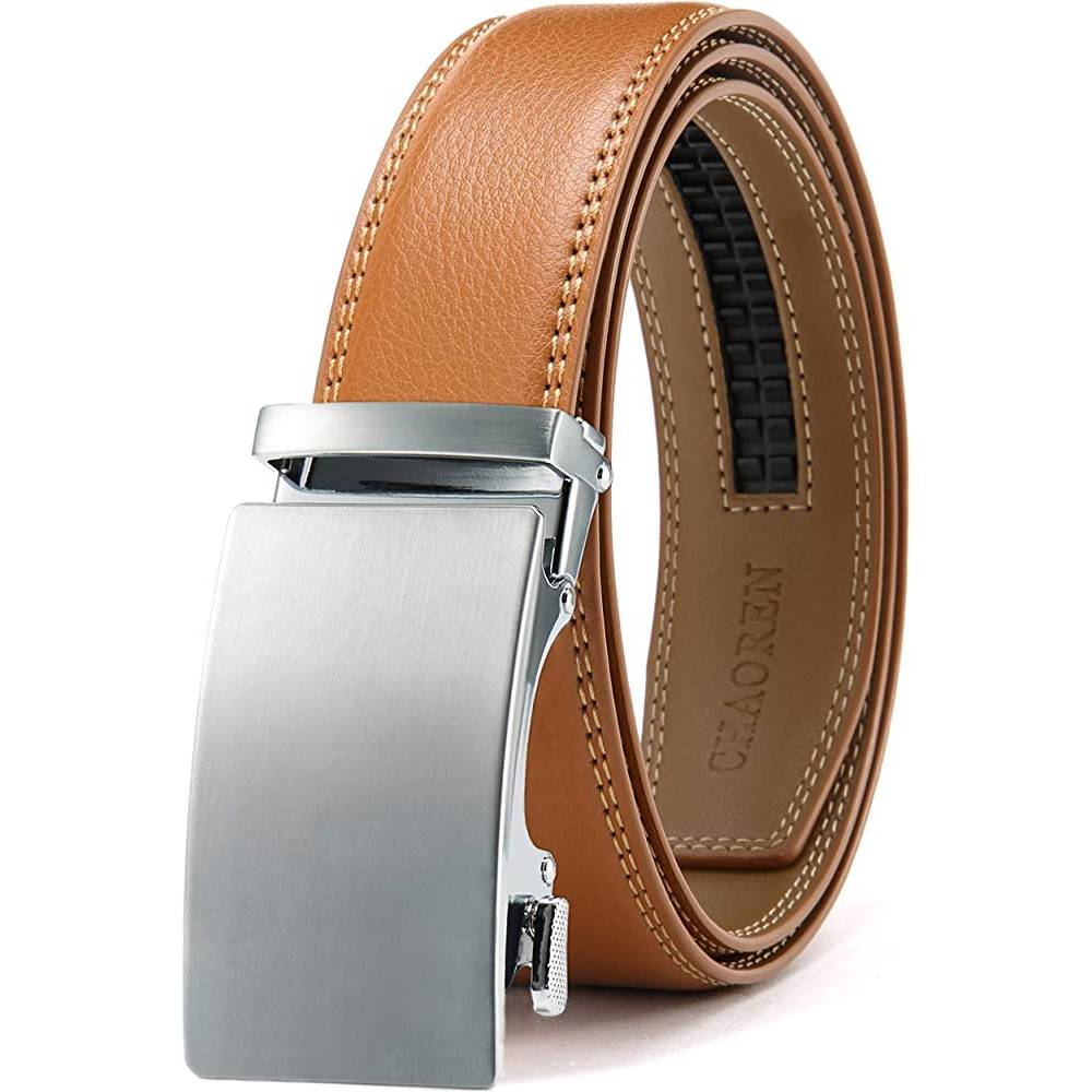 CHAOREN Ratchet Belt for men - Mens Belt Leather 1 3/8" for Casual Jeans - Micro Adjustable Belt Fit Everywhere - SBLBR