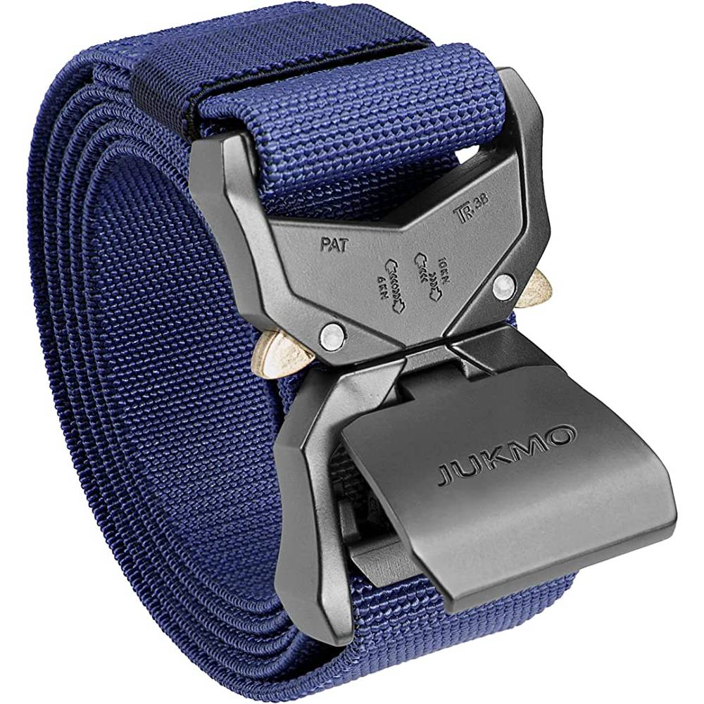 JUKMO Tactical Belt, Military Hiking Rigger 1.5" Nylon Web Work Belt with Heavy Duty Quick Release Buckle | Multiple Colors - BL