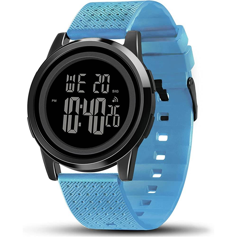 YUINK Mens Watch Ultra-Thin Digital Sports Watch Waterproof Stainless Steel Fashion Wrist Watch for Men Women - SBL