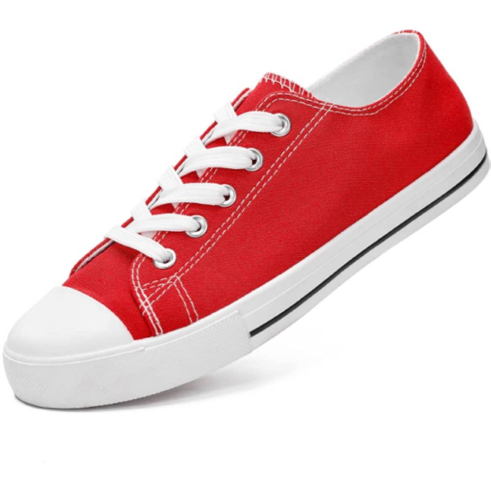 JOSINY Women's Canvas Shoes Low & High Top Fashion Colorful Sneaker Lace up Classic Casual Walking Shoes - R