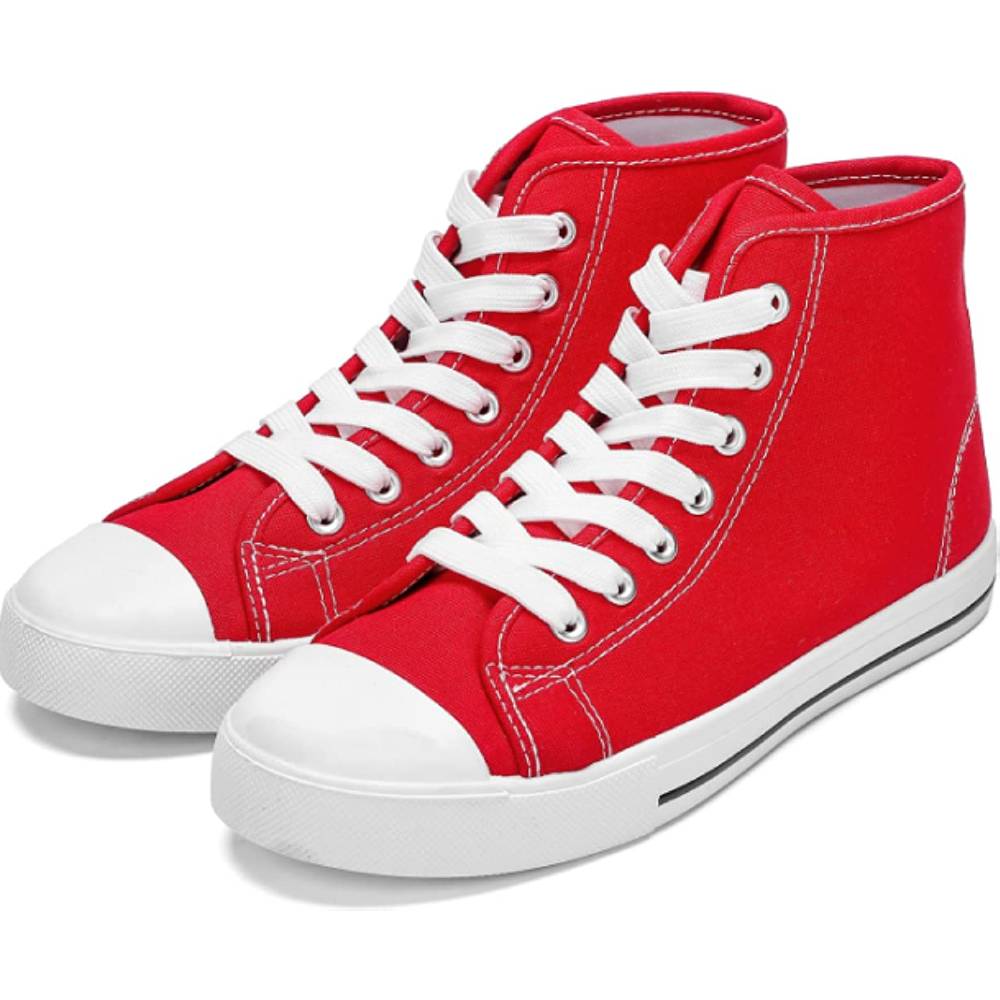 JOSINY Women's Canvas Shoes Low & High Top Fashion Colorful Sneaker Lace up Classic Casual Walking Shoes - RD