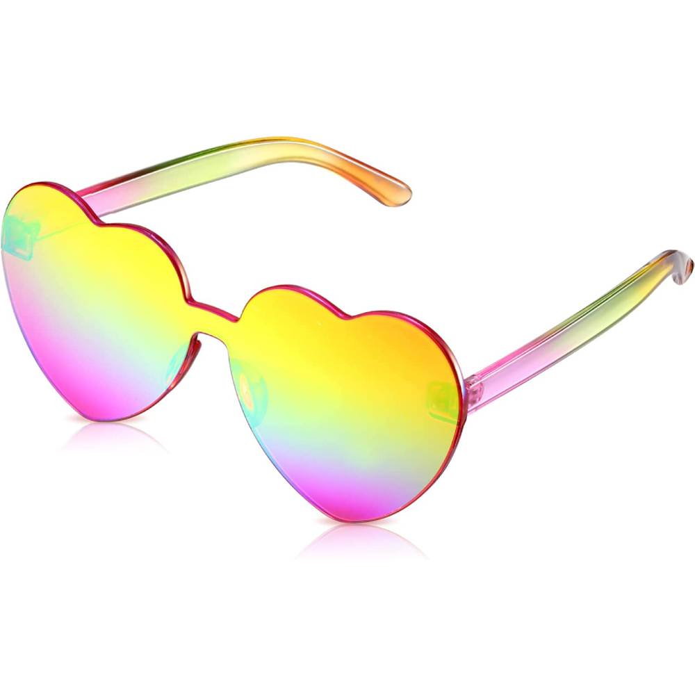 Maxdot Heart Shape Sunglasses Rimless Transparent Heart Glasses Colorful Party Favors | Multiple Colors - HCRE