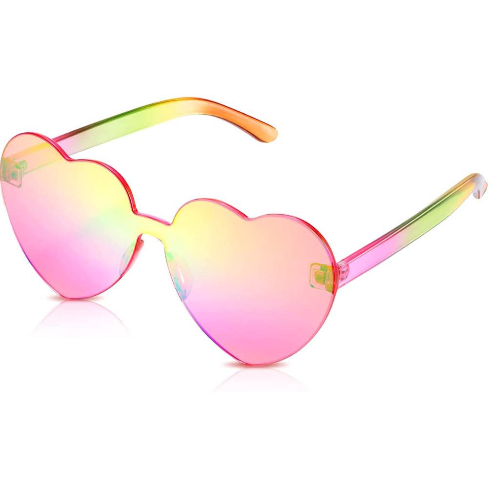 Maxdot Heart Shape Sunglasses Rimless Transparent Heart Glasses Colorful Party Favors | Multiple Colors - HCPK