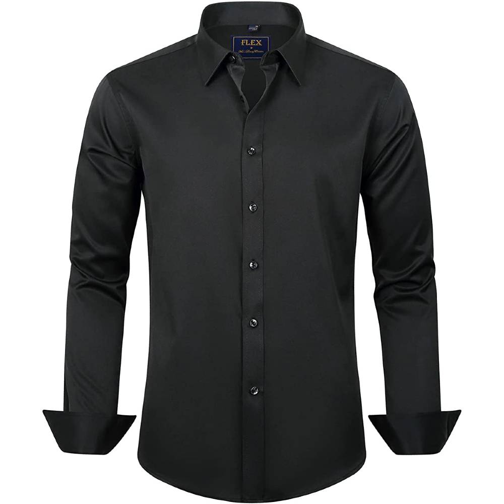 J.Ver Men's Dress Shirts Solid Long Sleeve Stretch Wrinkle-Free Formal Shirt Business Casual Button Down Shirts | Multiple Colors - B