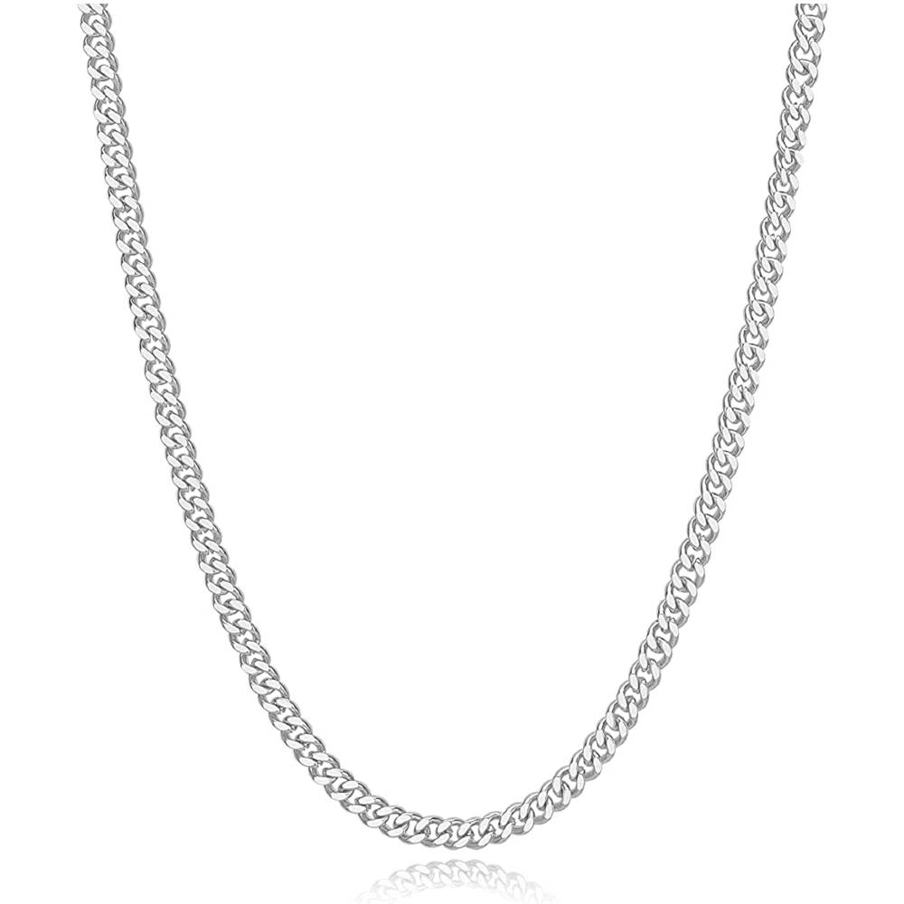 Reoxvo 5mm Mens Chain Necklaces Silver Cuban Link Chain for Mens Thick Stainless Steel Chain Necklaces for Men Gifts for Him/Boyfriend/Husband/Young Men | Multiple Sizes - 18I