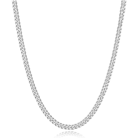 Reoxvo 5mm Mens Chain Necklaces Silver Cuban Link Chain for Mens Thick Stainless Steel Chain Necklaces for Men Gifts for Him/Boyfriend/Husband/Young Men | Multiple Sizes - 18I
